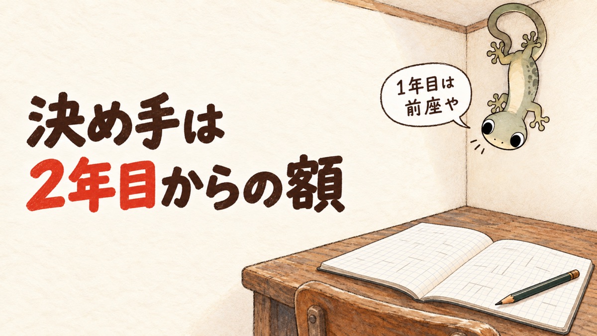 納戸の壁からヤモリが顔を出し、開いたノートをのぞいている